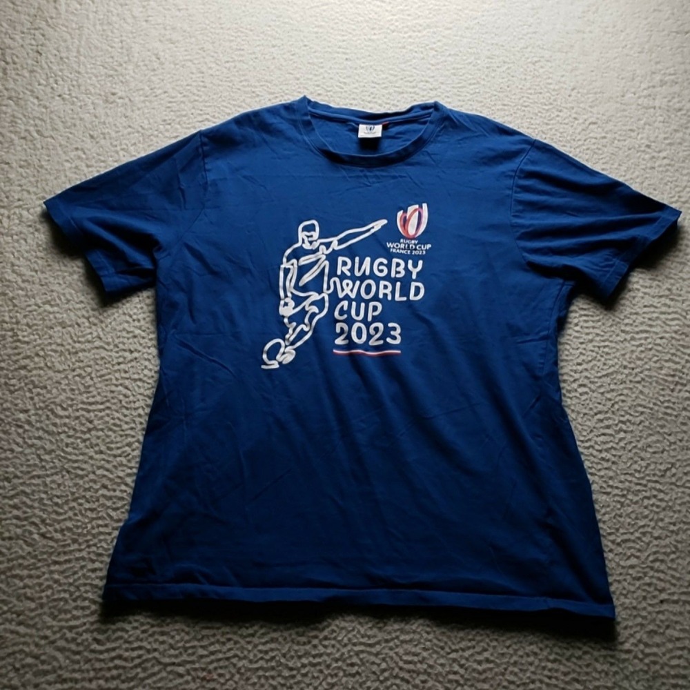 Rugby World Cup Shirt Mens 3XL Blue Rugby France 2023 Graphic Tee T-Shirt